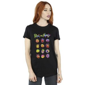 Rick And Morty Womens/Ladies Tie Dye Faces Cotton Boyfriend T-Shirt / Black